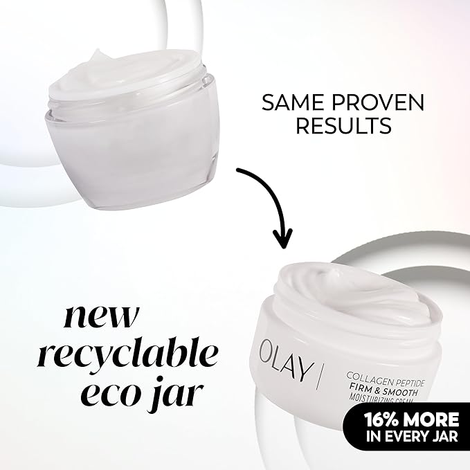 Olay Collagen Peptide Face Moisturizer, Firm & Smooth Cream -Fragrance-Free - Hydrating, Firming, Anti-Aging, Anti-Wrinkle, Firming, Smoothing - Recyclable Sustainable Eco Jar, Non-Greasy, 2 Oz