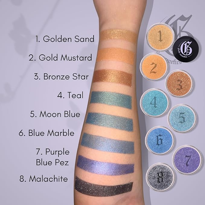 Golden Sands Loose Mineral Eyeshadow - Organic, Talc-Free, High Pigment Eye Shadow | Iridescent, Matte, and Glitter Eyeshadow Palette Makeup in Orange, Copper and Bronze