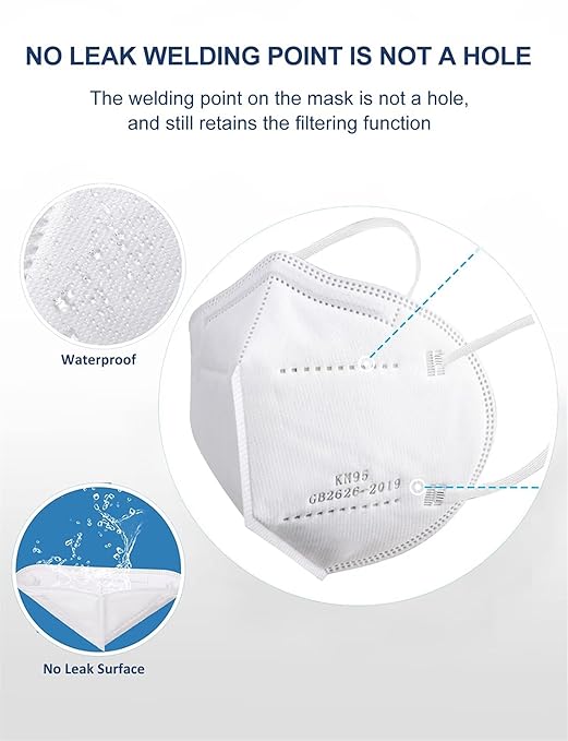 KN95 Face Masks 100 PCS, 5-Ply KN95 White Masks,Breathable Protection Masks, Individually Wrapped, Cup Dust Safety Mask