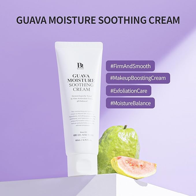 BENTON Guava Moisture Soothing Cream - Skin Soothing and Moisturizing Effect for Dry Skin & Sensitive Skin, Not Tested on Animals, Korean Skin Care