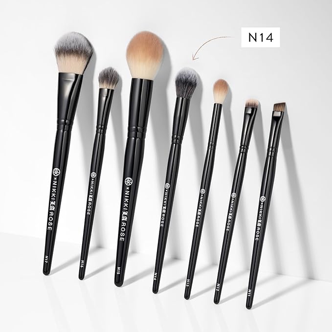 BK BEAUTY - NIKKI LA ROSE N14 PETITE PRECISION CONCEALER BRUSH - Multi-Tasking Tapered Makeup Brush for Under-Eye, Concealer, Powder, & Small Areas