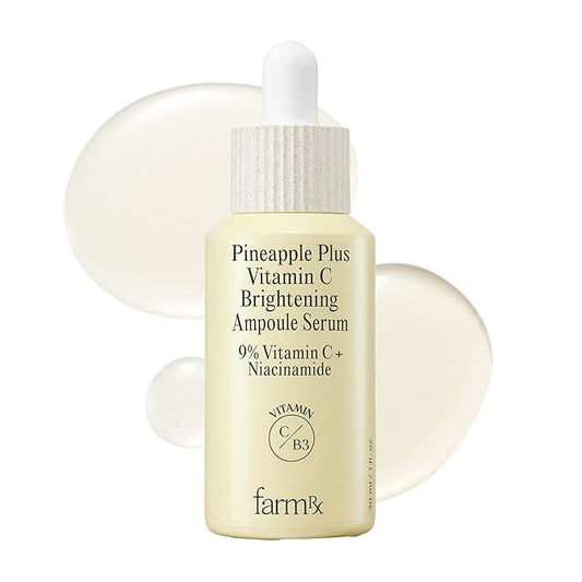 Farm Rx Pineapple Plus Vitamin C Ampoule Serum (1fl oz) - Korean skincare vegan serum infused with 9% pure Vitamin C and pineapple extract to even, hydrate skin tone,