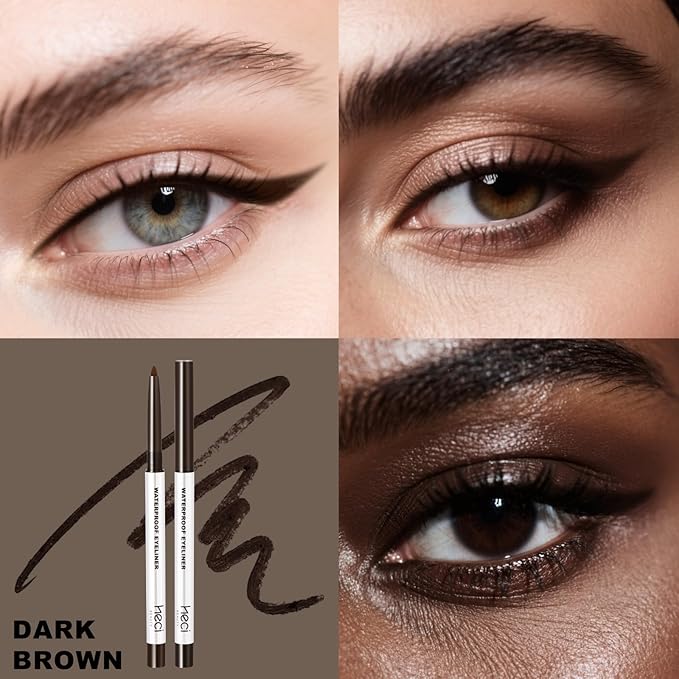 Sharpenable Gel Eyeliner Pencil, Multi-Use Longwear Eyeliner Pencil, Ultra-Smooth Tip Eye Makeup with Up to 24HR Wear, Waterproof & Smudge-Proof - Dark brown