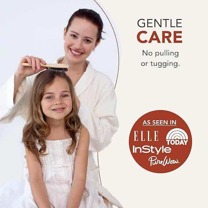 Boar Bristle Hair Brush - Smoothes & Detangles All Hair Types, Hairbrush for Women, Men & Kids, Brush for Thick Hair, Distributes Oils for Natural Shine & Stimulates Scalp