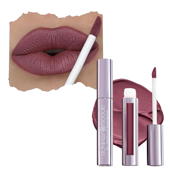 Runway Rogue Velvet Glam Liquid Lipstick, Almost-Matte Rose-Plum Lipstick, ‘On Stage’