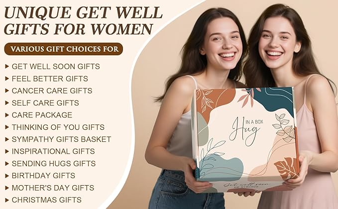 Get Well Gifts for Women After Surgery Recovery, Get Well Soon Gift Baskets for Women Chemo Care Package, Thinking of You Cancer Care Gifts for Sick Friends, Feel Better Encouragement Comfort Gift Box