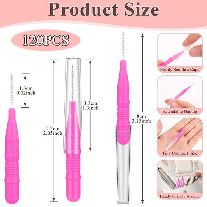 120-Piece Micro EyeBrow Lash Brush Set - Professional Beauty Spoolies with Cap for Makeup, Brow Lamination and Travel - Perfect for Makeup Artists/Starters, Beauty Lovers, and Gifting