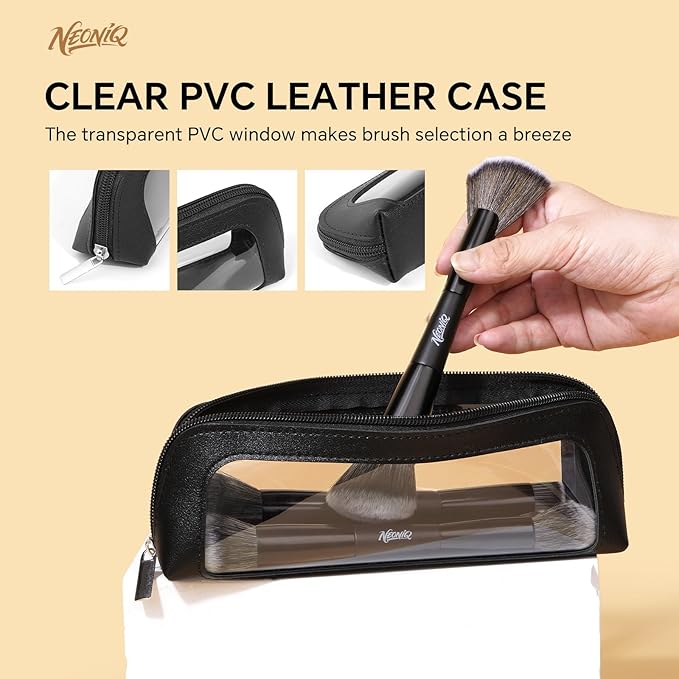 10 PCS Foundation Contour Conceal Brush Set With Bag, Makeup Brushes, Double-End Multi-functional Brushes for Foundation Powder Blush Eyeliner Eyeshadows, Professional Face Brush Set（Black）