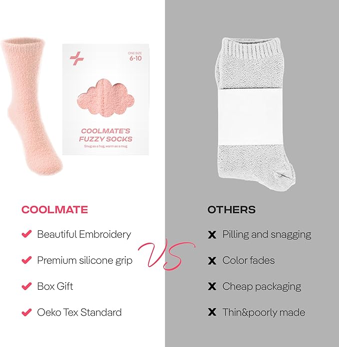 CoolMate GLOBAL Fuzzy Socks for Women Gift Box, Cozy, Soft, Comfy & Cloud-Like Socks, Plush, Durable for Spa, Home