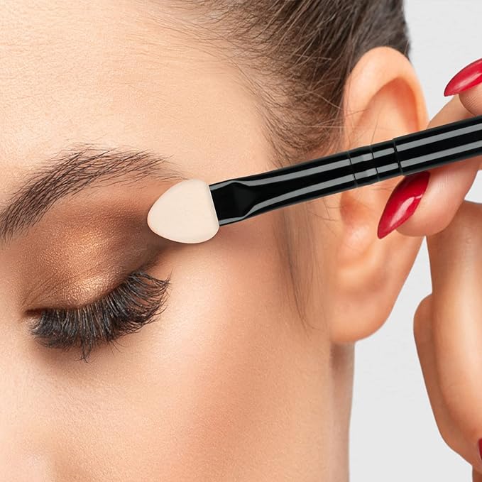 Foam Eyeshadow Applicators Double Sided Sponge Tip Reusable，20Pcs Professional Organic Long Handle Washable Makeup Eye Shadow Brush Set