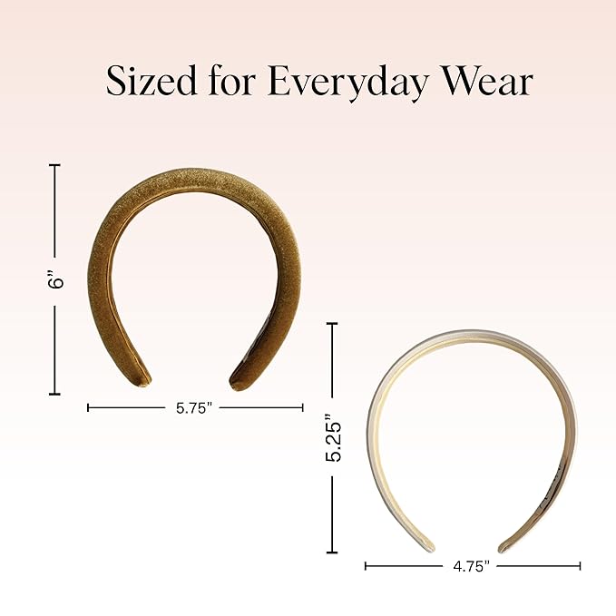 Kitsch Velvet & Satin Headbands for Women - Non Slip, Soft and Lightweight - Stylish Headbands for Girls with Chic Neutral Shades | Ideal Gifts for Women - Cream & Camel, 2pc Set