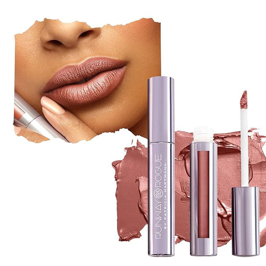 Runway Rogue Silk Glam Liquid Lipstick, Long Wear Frosted Maple Brown Sugar Lipstick, ‘Sex Symbol’