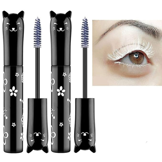 6 Colors Cat eye mascara Eyes Makeup Color Mascara Waterproof Fast Dry Eyelashes Curling Lengthening Eye Lengthening, Lifting, Curling (white 2 pcs)