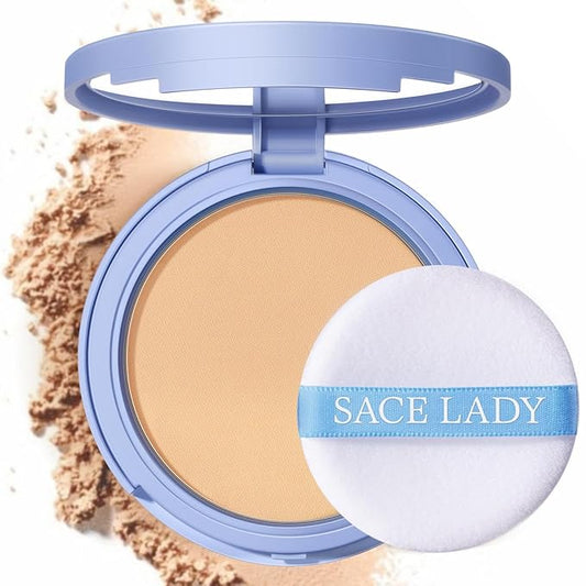 SACE LADY Face Powder Waterproof Sets Makeup, Controls Shine, Smooth Fine Lines for Flawless Lightweight Finish, Long Lasting Matte Compact Setting Powder Cosmetics Cruelty-free, 0.35oz (#02)