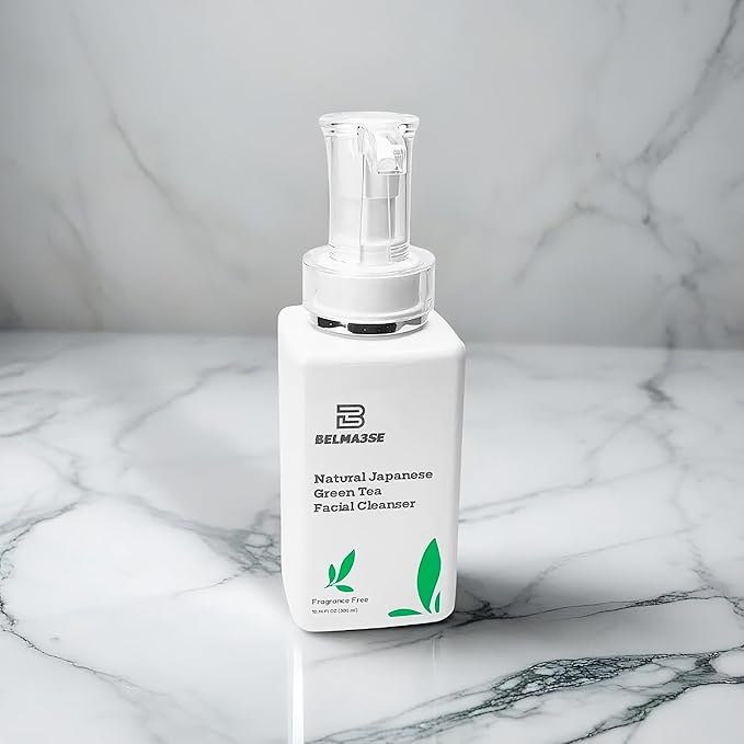 Natural Japanese Green Tea Facial Cleanser – Foaming Face Wash for Sensitive Skin with Aloe Vera, Chamomile & Cucumber | Hydrating Sulfate Free Green Tea Face Wash & Cleanser (10.14 fl oz / 300ml)