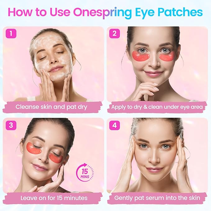 Under Eye Patches (24 Pairs) - Eye Gel Pads for Wrinkles, Puffy Eyes, Dark Circles, Eye Bags, Natural Collagen Eye Gels Pads, Under Eye Mask Patches for Refreshing, Revitalizing