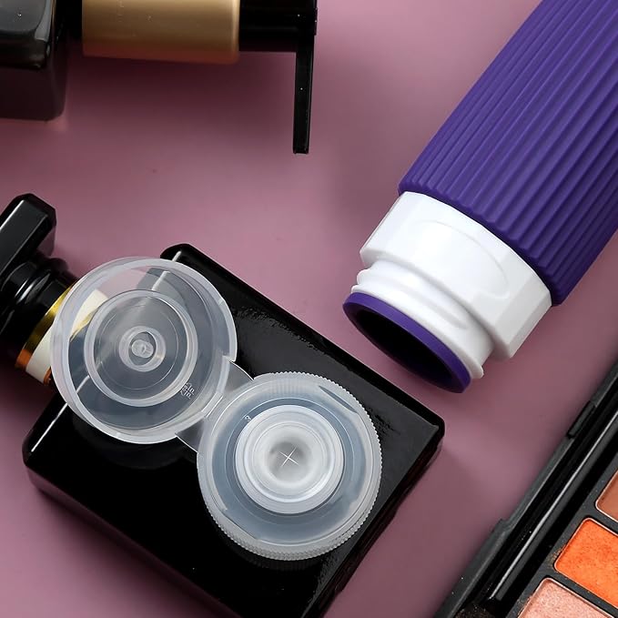 Travel Bottles for Toiletries, Tsa Approved 2oz Travel Bottles, BPA Free Leak Proof Travel Size Toiletry Containers, Refillable Travel Accessories with Toiletry Bag for Shampoo Liquid (4 Pack)