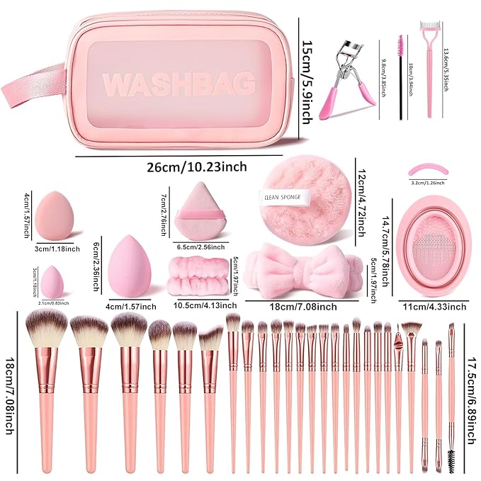 70Pcs Pink Makeup Brushes Set Professional Makeup Kit Multi-functional Makeup Tool Set with Case Facial Makeup Accessories, Foundation Makeup Brush Kit Eye and Face Make up Brushes & Tools