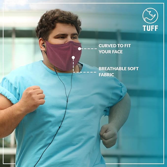 TUFF Face Mask Adult XL Large Size 3 Pack- C Shaped Design Making Breathing Easier