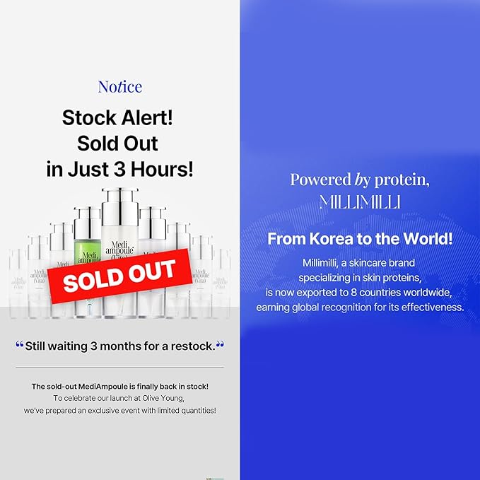 MILLIMILLI MediAmpoule – Colla Serum | Hydrating Collagen Face Ampoule with Niacinamide, Vitamin C & E | Brightening, Anti-Aging Korean Skin Care Serum for Radiant, Glowing Skin, 15ml