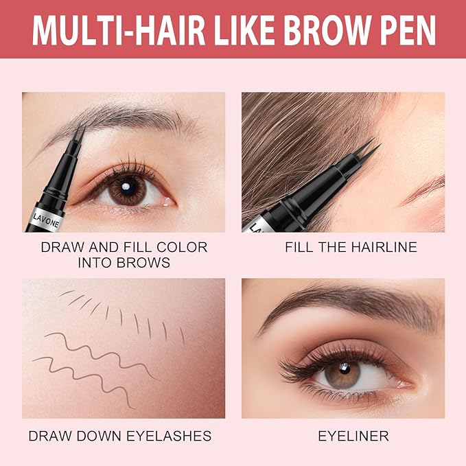 Eyebrow Pencil, 2-in-1 Waterproof Eyebrow Pen, with 2 Tip Microblading Eyebrow Pencil and Ultra-Precise Brow Pencil, with Eyebrow Brush, Eyebrow Pencils for Women, Natural Hair-Like Brows - Grey
