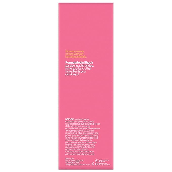 Pacifica Grapefruit Bubbles Gel-to-Foam Cleanser - Gentle Face Wash for Oily & Combination Skin, Helps Remove Excess Oil & Impurities, Helps Brighten, Vegan & Cruelty-Free Formula Dermatologist Tested