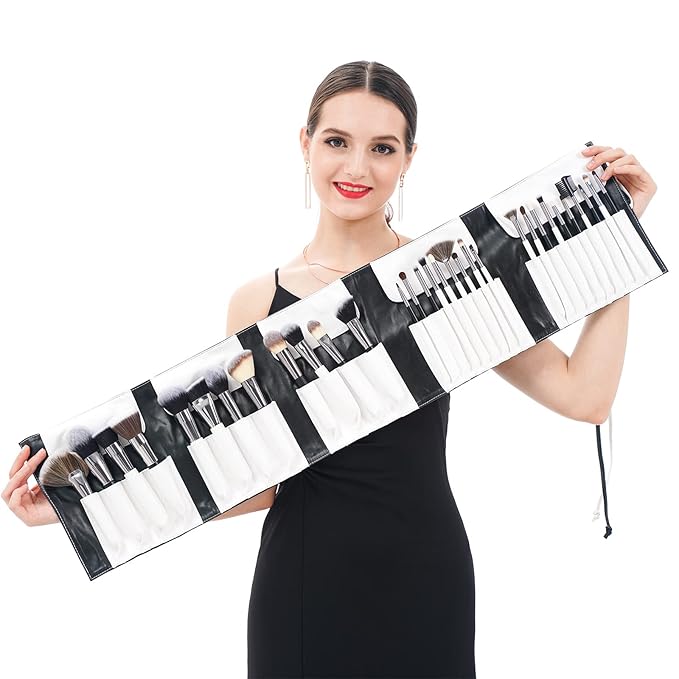 DUcare Professional Makeup Brushes Set 31Pcs Panda Series Makeup Brush Set Kabuki Foundation Blending Face Powder Blush Concealers Eye Shadows With Leather Case Organizer