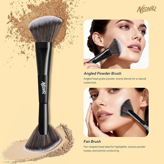 10 PCS Foundation Contour Conceal Brush Set With Bag, Makeup Brushes, Double-End Multi-functional Brushes for Foundation Powder Blush Eyeliner Eyeshadows, Professional Face Brush Set（Black）