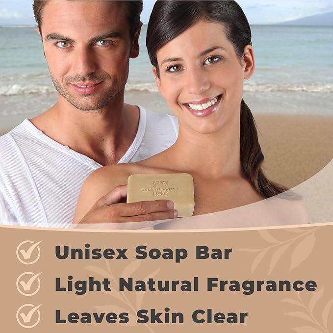 One With Nature Dead Sea Salt Shea Butter Soap 4oz 3-Pack – Purifying and Exfoliating Soap Bar with Dead Sea Minerals for Face & Body, for Men & Women
