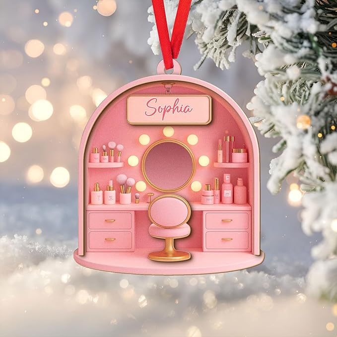 Personalized Makeup Tools Christmas Ornament 2025, Makeup Box Christmas Ornament Gift for Makeup Artist, Christmas Tree Decor for Makeup Shop, Gift for New Makeup Coworkers (Makeup 7)
