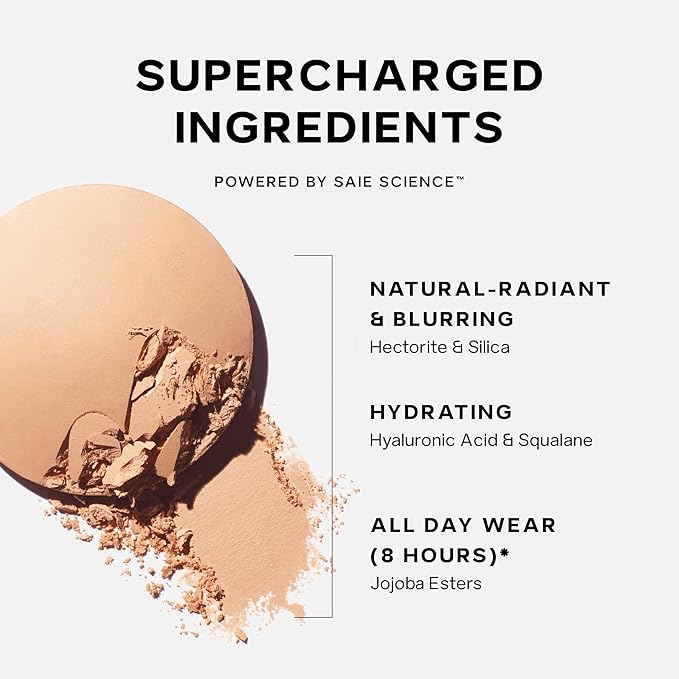 Saie Slip Tint Baked Setting Powder - Translucent Powder for Face Makeup with a Natural-Radiant Finish - Blurs, Brightens & Smooths Complexion - Translucent 2 - Light to Medium (0.24 oz)