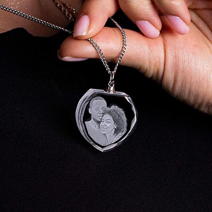 ArtPix 3D Crystal Photo, Personalized Gift Necklace Heart for Women, Wife, Her, Custom Gift for Dad, Father, Great Customized Gifts With Your Own Picture