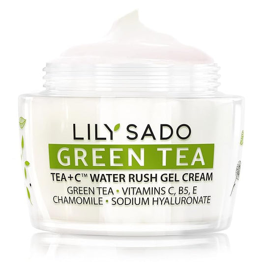 LILY SADO TEA+C Green Tea Water Rush Gel Moisturizer - Lightweight Vitamin C Anti-Wrinkle Moisturizing Lotion - Hydrates & Softens for Luscious, Radiant Skin. Perfect for Spring and Summer.