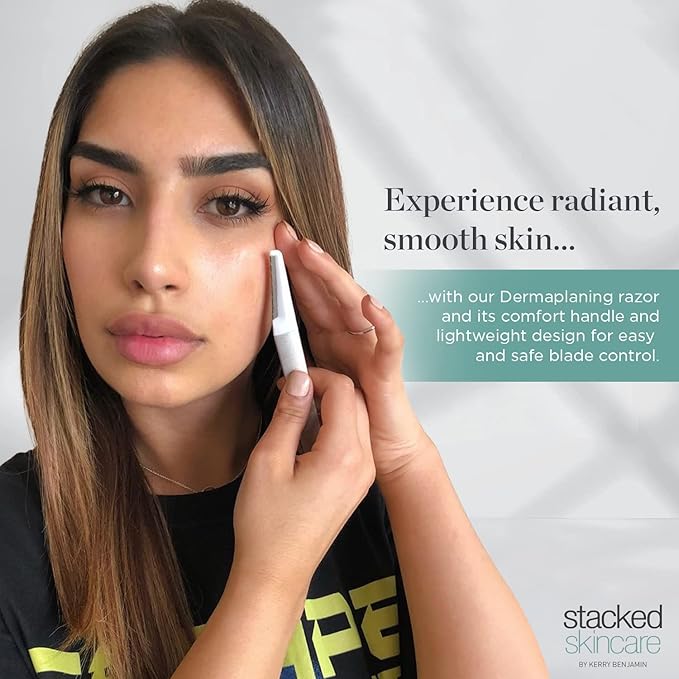 StackedSkincare Dermaplaning Replacement Blades - 3 Pack Face Razor Refills for Women, Peach Fuzz Remover and Exfoliating Tool, Fits StackedSkincare Dermaplane Tool