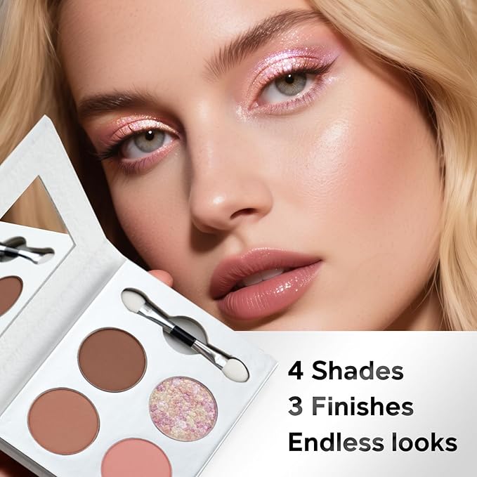 Color Nymph Eyeshadow Palette, Pink Eye Makeup Pallet with Matte & Holographic Glitter Multichrome Eyeshadow, Travel-Friendly Compact with Mirror & Brush, High-Pigment & Long-Lasting (Pink & Neutral)