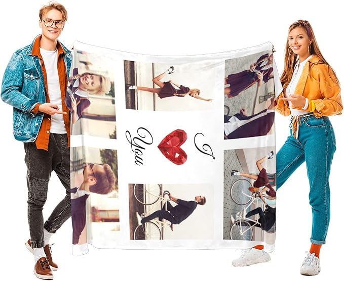 I Love You Gifts for Couples, Custom Blanket with Photos, Personalized Blankets with Pictures, Photo Blankets Using My Own Photos, Personalised Gifts for Girlfriends, Boyfriends