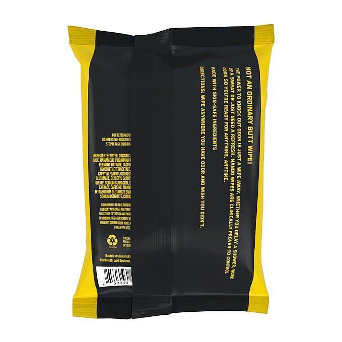 Mando Deodorant Wipes - 24 Hour Odor Control - Aluminum Free, Baking Soda Free, Skin Safe (15 Count (Pack of 3)