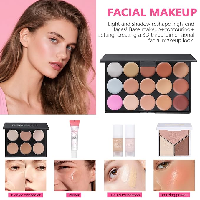 Makeup Kit For Women Full Kit, Makeup Set For Girls Teen Women, Makeup Gift Set With Eyeshadow Palette, Foundation, Concealer, Lipstick, Brushes (20 color makeup kit)