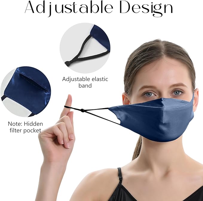 ZIMASILK 100% 22 Momme Mulberry Silk Face Mask for Men & Women, Reusable and Breathable Mouth Cover with Elastic strap