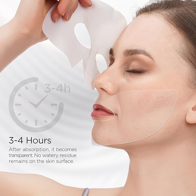 Collagen Face Mask - 80,000ppm Marine Hydrolyzed Collagen & Hyaluronic Acid | Overnight Hydration Gel Sheet for Deep Moisture | Gentle Formula, Safe for Sensitive Skin
