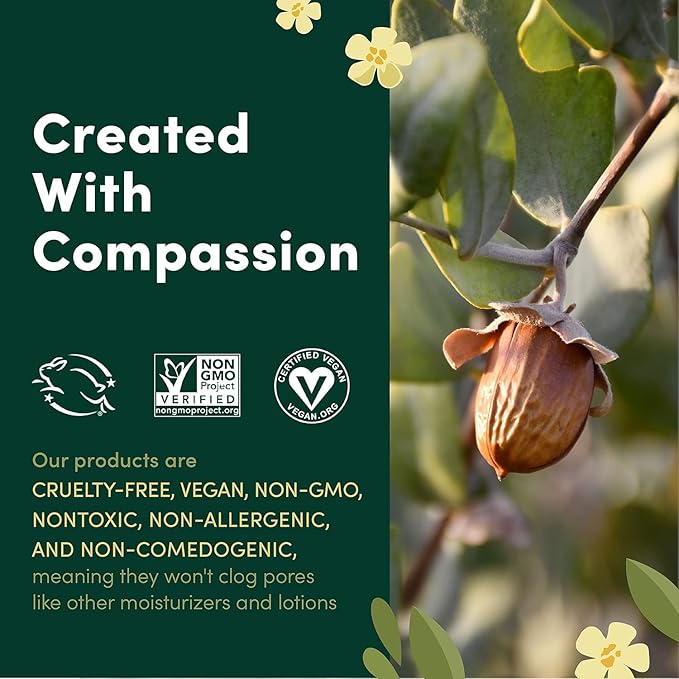 HobaCare Pure Jojoba Oil for Skin Care, Hair, Beard, Scalp Massage - 100% Unrefined Carrier Oil for Diluting Essential Oils - Natural, Hexane Free, Cruelty-Free, Long Shelf Life (16 oz)