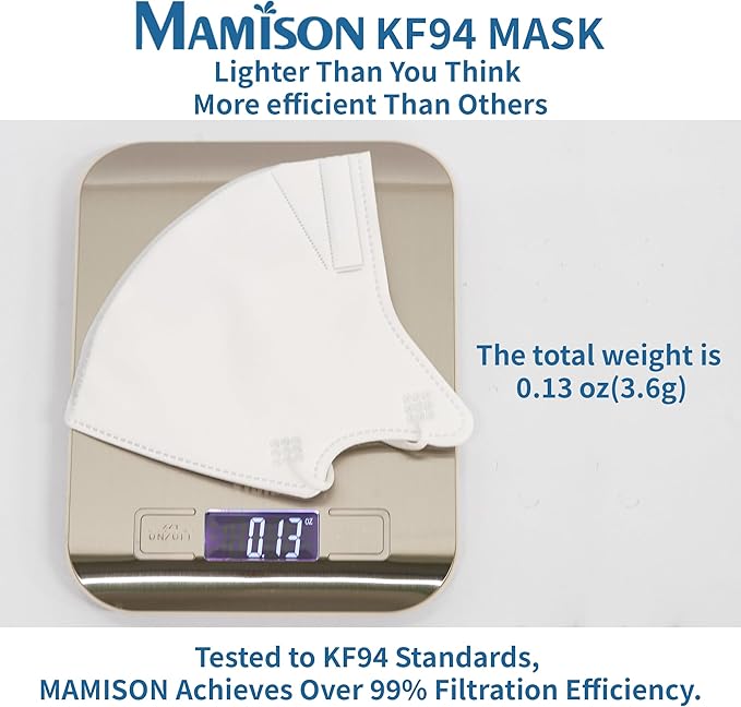 50 Packs, Made in KOREA Premium KF94 Fine Dust Protection Individually Packaged Face Mask