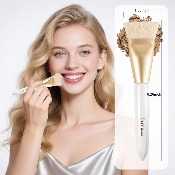 DUcare Contour Brush, Flat Top & Oval Head Face Contouring Brush For Blending & Buffing, Multi-Purpose Face Makeup Brushes for Liquid Foundation/Cream/Facial Mask