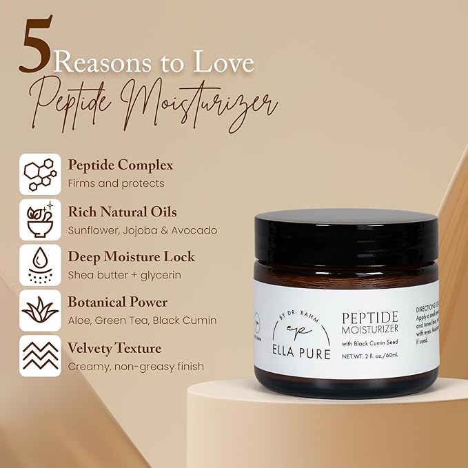 Peptide Face Moisturizer with Collagen Peptides & Natural Oils - Hydrating Cream with Vitamin B5, Aloe Vera & Organic Botanicals for Daily Skin Care - Nourishing Formula for All Skin Types