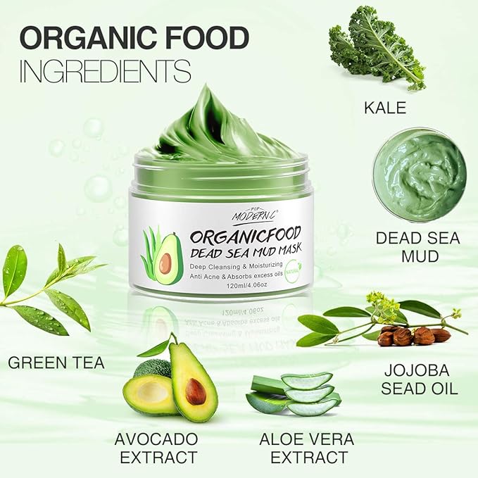 Clay Mask Avocado Dead sea Mud Stick Mask Natural Organic Green Tea Mud Mask Deep Cleansing Blackhead Removal Face Mask Nourishing Hydration Facial Mask With Blackhead Remover Extractor Tools (White)