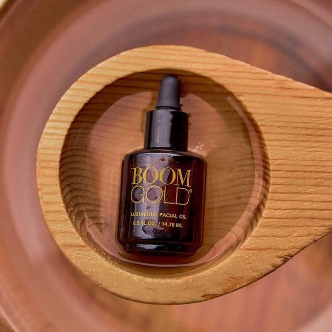 Boom Gold ™ Lightweight & Luxurious Facial Oil with Organic Ingredients for a Softer, Smoother, More Luminous Skin, with Kukui Nut & Frankincense Oil, Boom Beauty by Cindy Joseph (0.5 Oz)