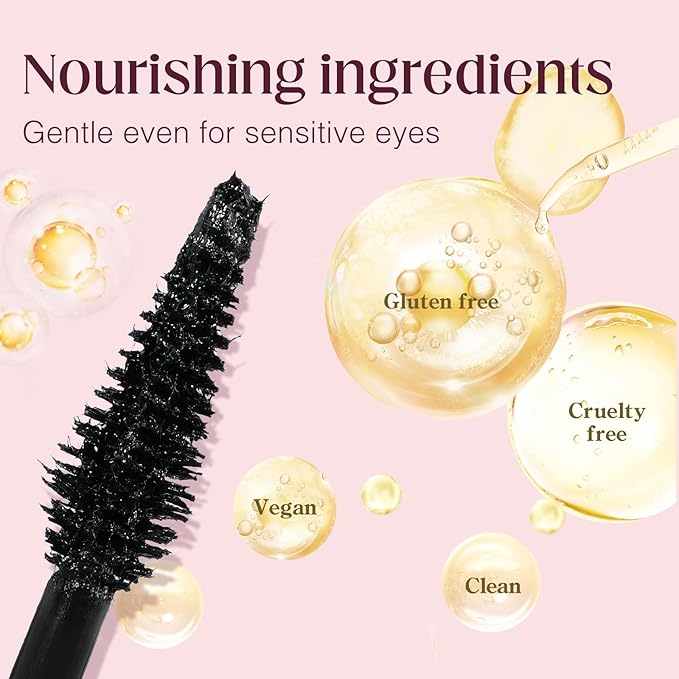Unidollss Tubing Mascara Volume and Length Black Mascara Lengthening Long Lasting All Day, No Smudging, No Clumping, Washable Voluminous, Gluten-free Safe for Sensitive Eyes, 2 Pack