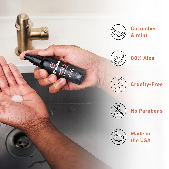 Groomie Face & Scalp Aloe Vera Serum - Hydrating, Soothing, and Moisturizing Skincare Formula, Daily Lightweight and Fast Absorbing, After-Shave Care to Keep Skin Hydrated All Day