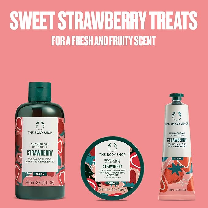The Body Shop Strawberry Gift Set - 3 Piece Set, Shower Gel, Body Yogurt, Hand Cream, Vegan