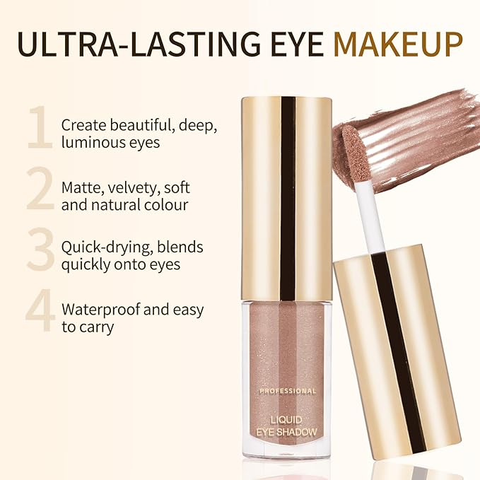 Boobeen Liquid Matte Eyeshadow, Long Lasting Waterproof Liquid Eye Shadow, Velvet Matte Cream Eyeshadow, Neutral Nude Eye Shadow Makeup